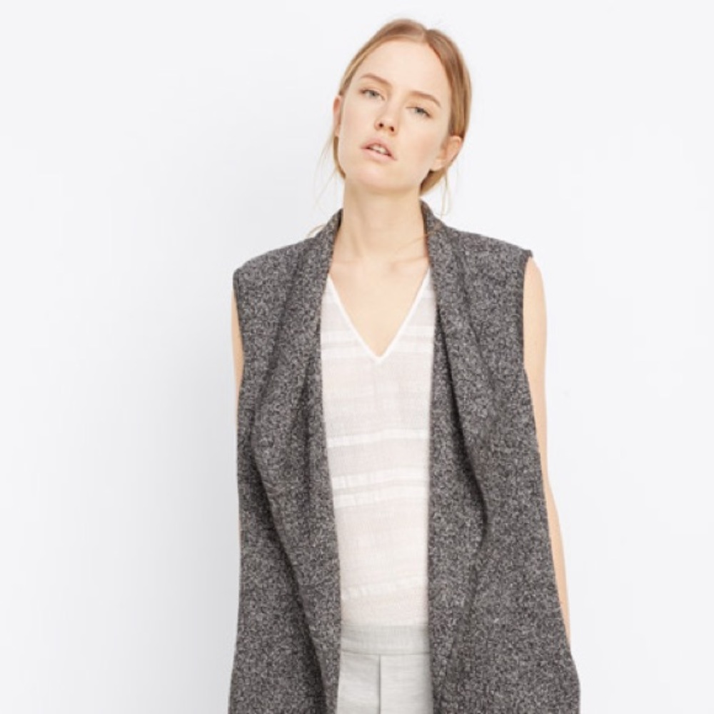 Vince long gray marbled vest size XS
